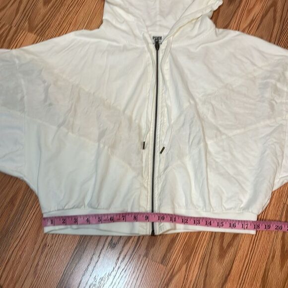PINK white full zip Hoodie, batwing sleeves, Large - Picture 8 of 8